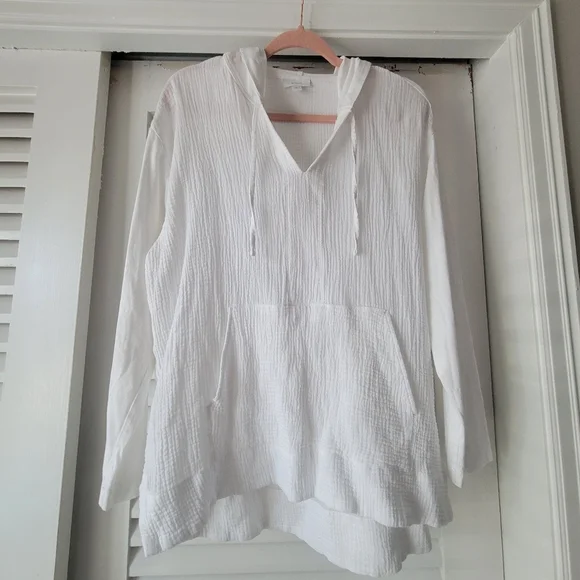 J jill- pure jill cotton-Gauze hooded jacket. - Picture 5 of 11